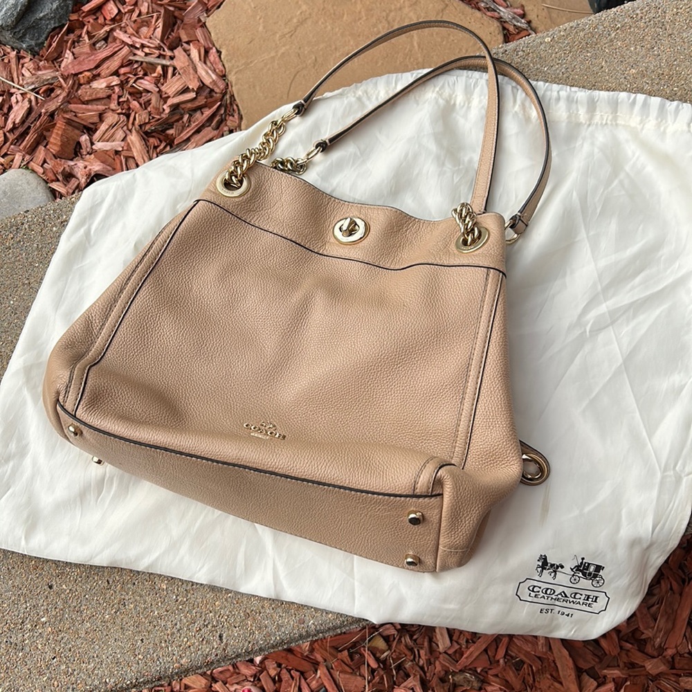 COACH Tan Edie Medium Shoulder Bag - Picture 2 of 16